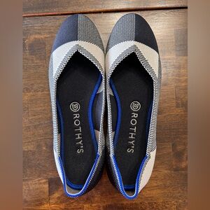 Rothy’s Retired Captoe Black White Buffalo Plaid Slip On Flats Women’s Size 9